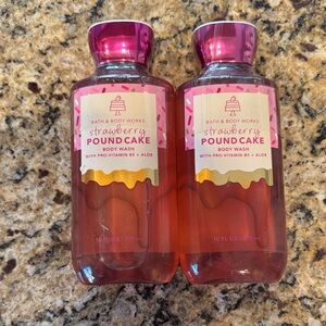 Bath & Body Works Strawberry Poundcake Body Wash - Pink & Gold Accents